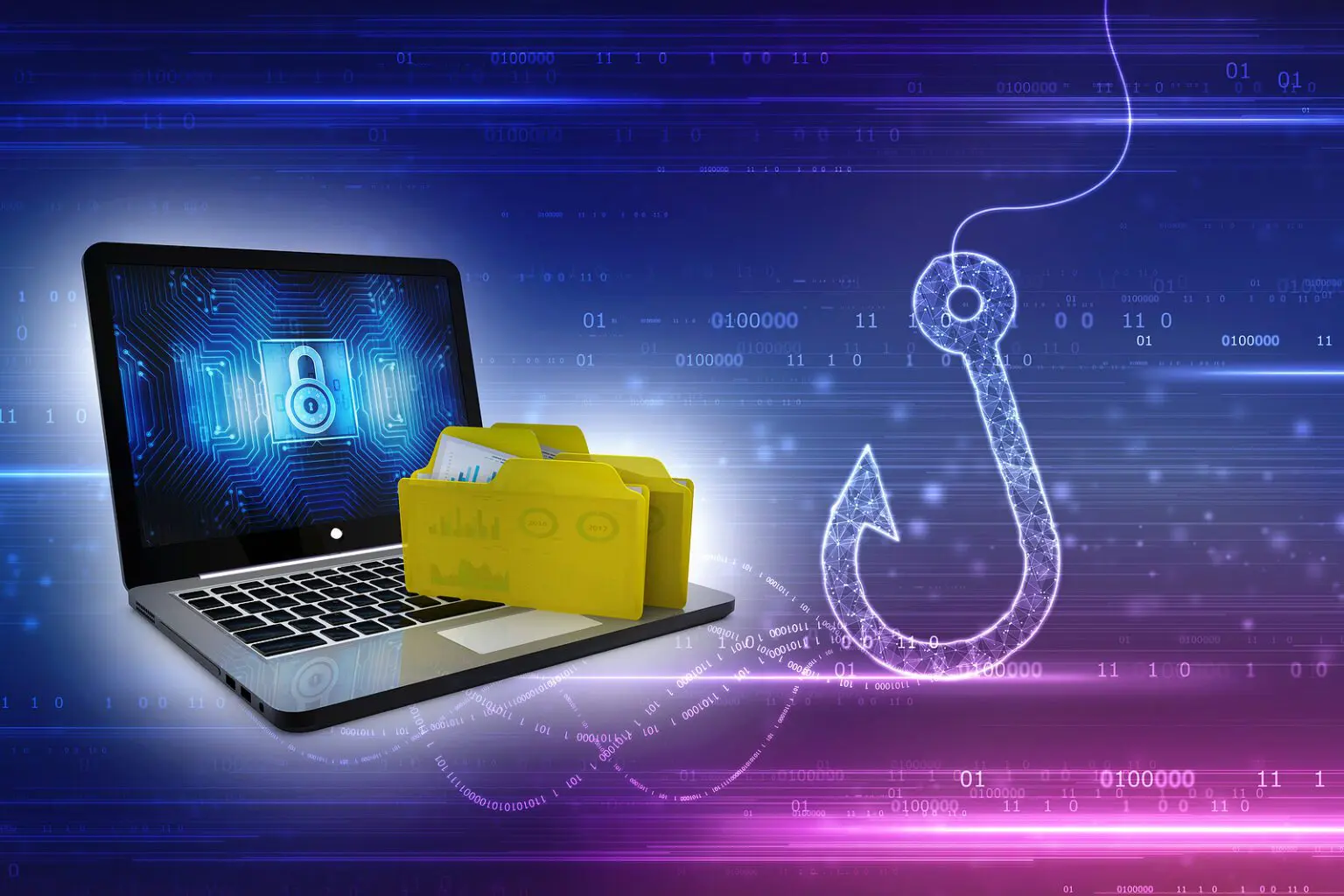 Computer Data Stealing, Data Breach, Phishing concept background, Phishing email, Data Breach, Theft, Steal. Data Hacking Background. 3d render